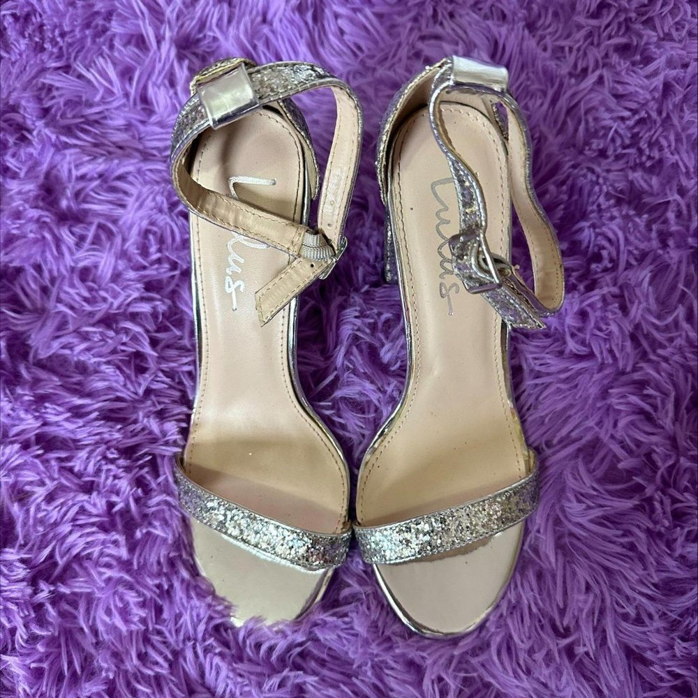 LULUS GLITTERY SANDALS WITH ANKLE STRAP-‎ SIZE 8